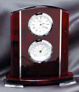 Rosewood Clock with Thermometer (6"x1 3/4"x7")